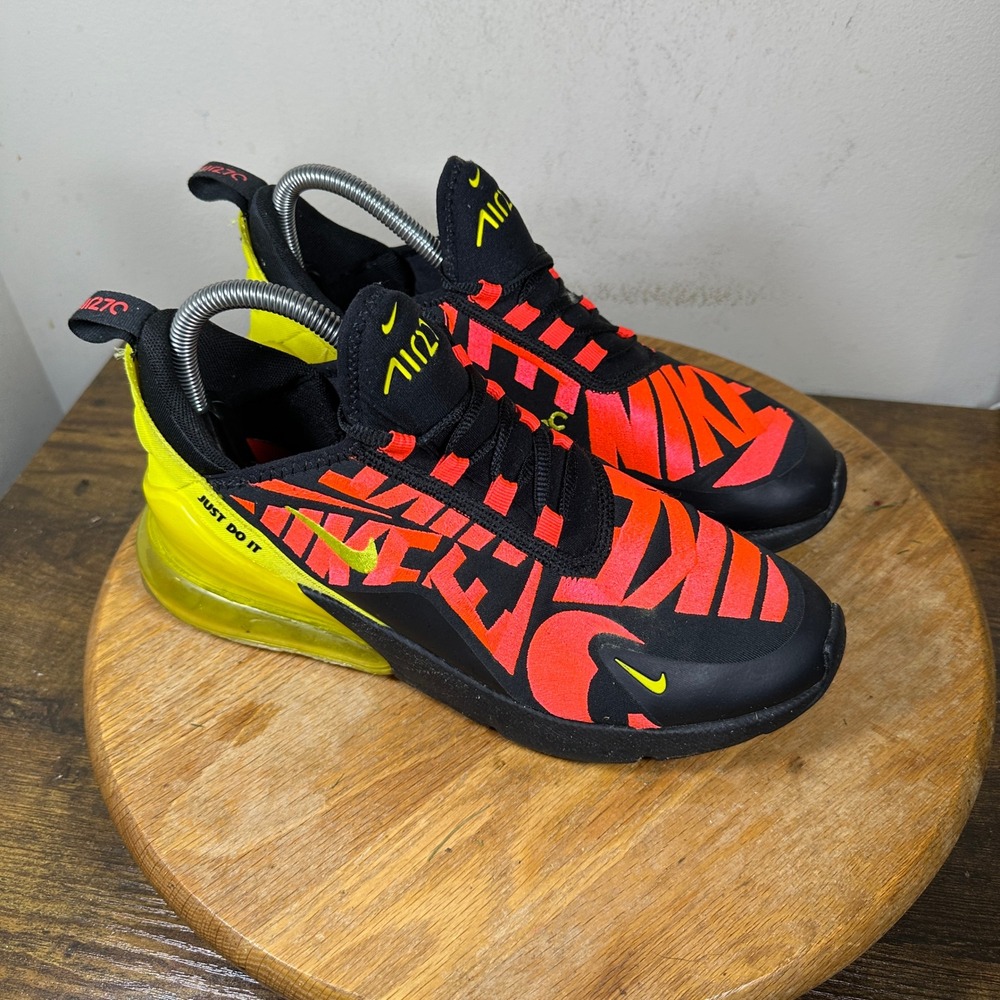 Nike Air Max 270 Black Bright Crimson Volt AV4076-001 Women 8.5 Youth 7Y